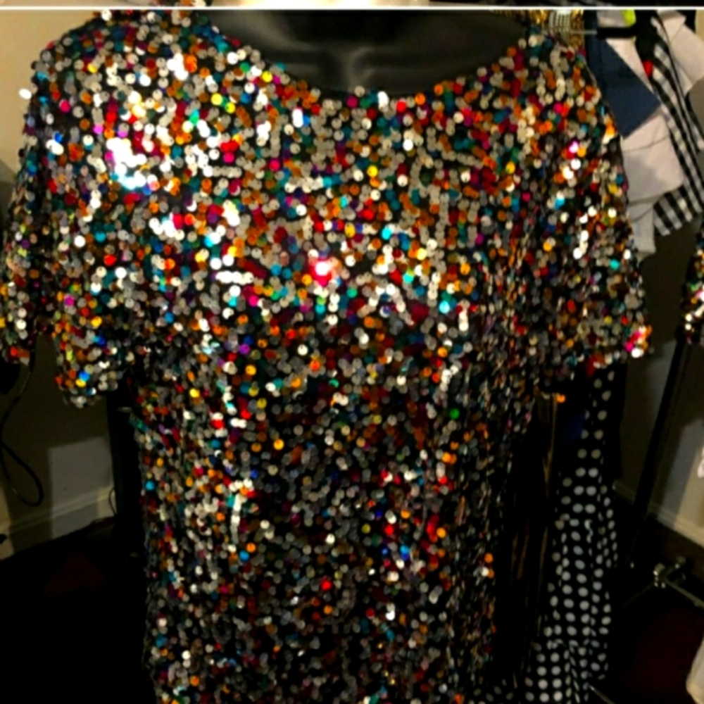Sequin top multi color